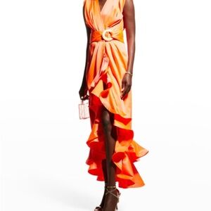 Bronx and Banco Vibrant Orange High Low Dress